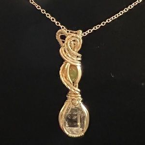 #5 Ethiopian Opal and Herkimer Diamond Sterling Silver Pendant